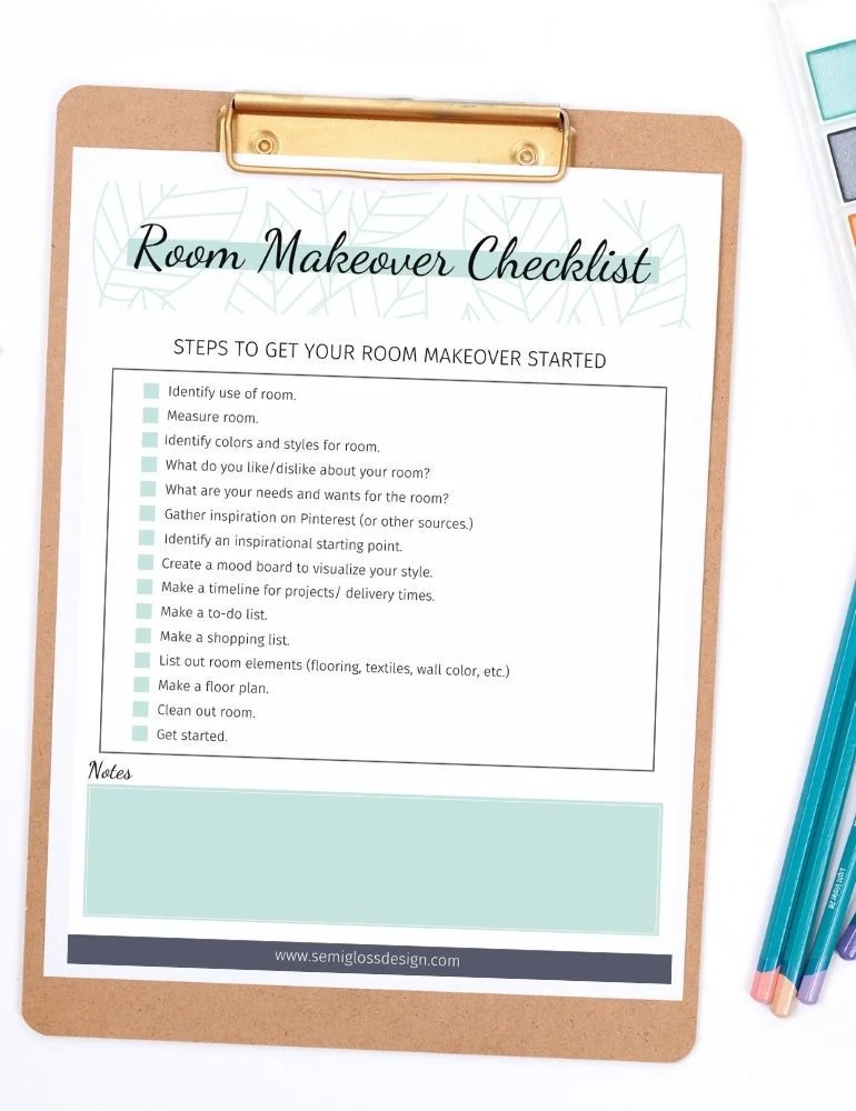 printable checklist for room makeover