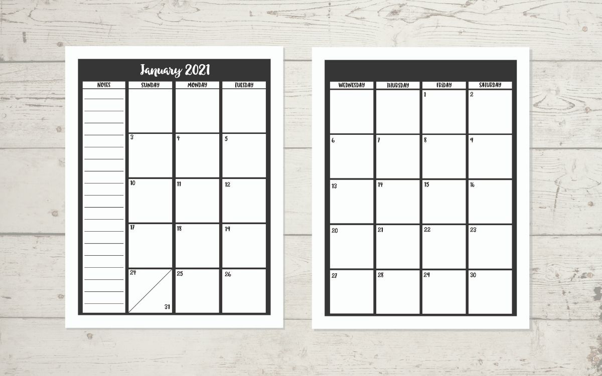 download a printable 2021 calendar 2 page spread semigloss design