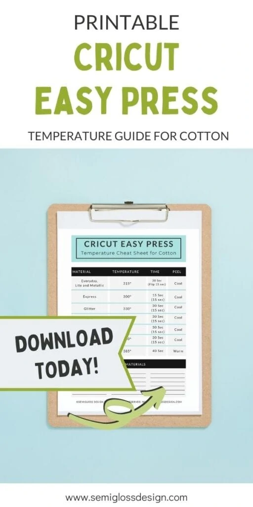pin image - printable cricut temp guide on clipboard