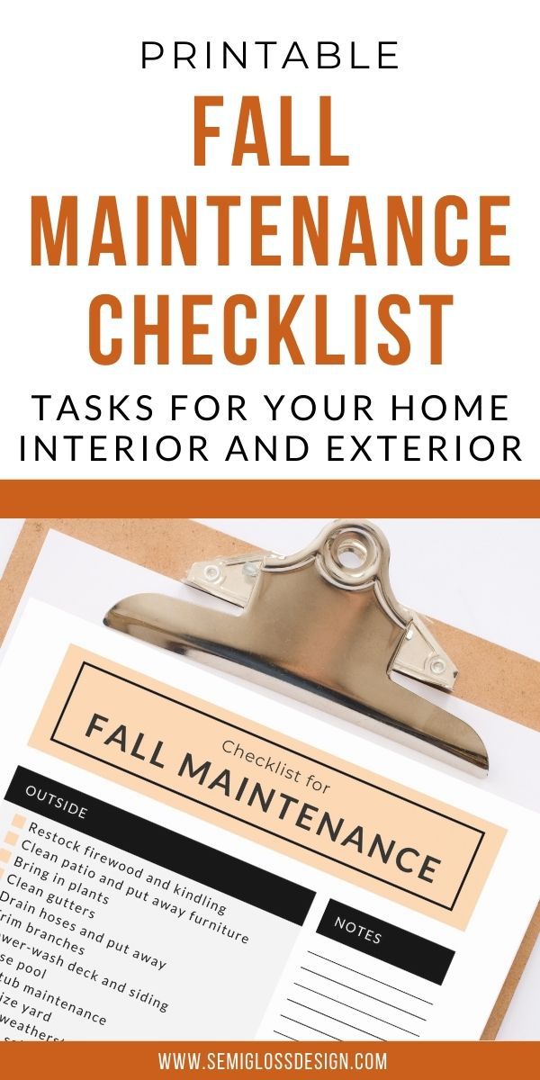 Fall Maintenance Checklist to Print - Semigloss Design