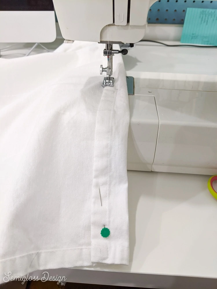 hemming pinned curtains with sewing machine