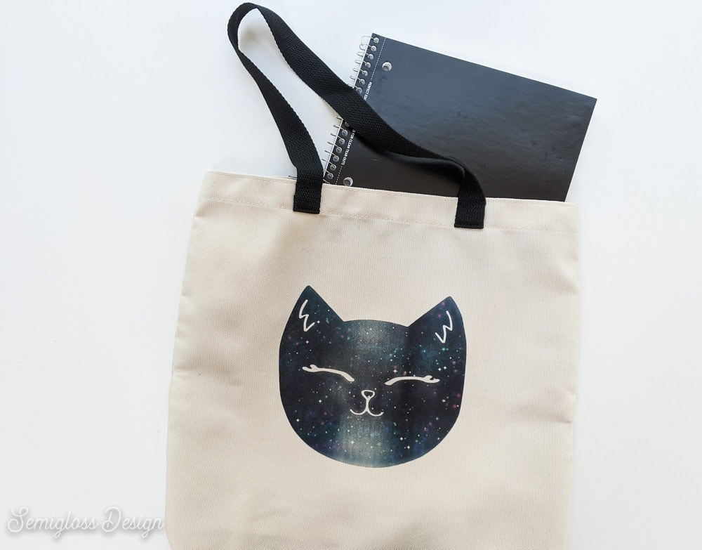 galaxy cat tote bag with notebag