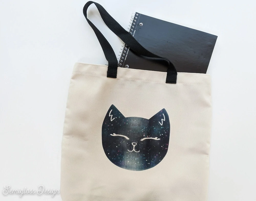 galaxy cat tote bag with notebag