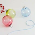 colorful ornaments with berries in background