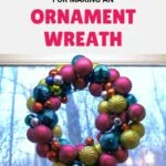 colorful ornament wreath on window