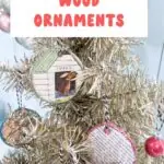 decoupaged ornaments on vintage tinsel tree