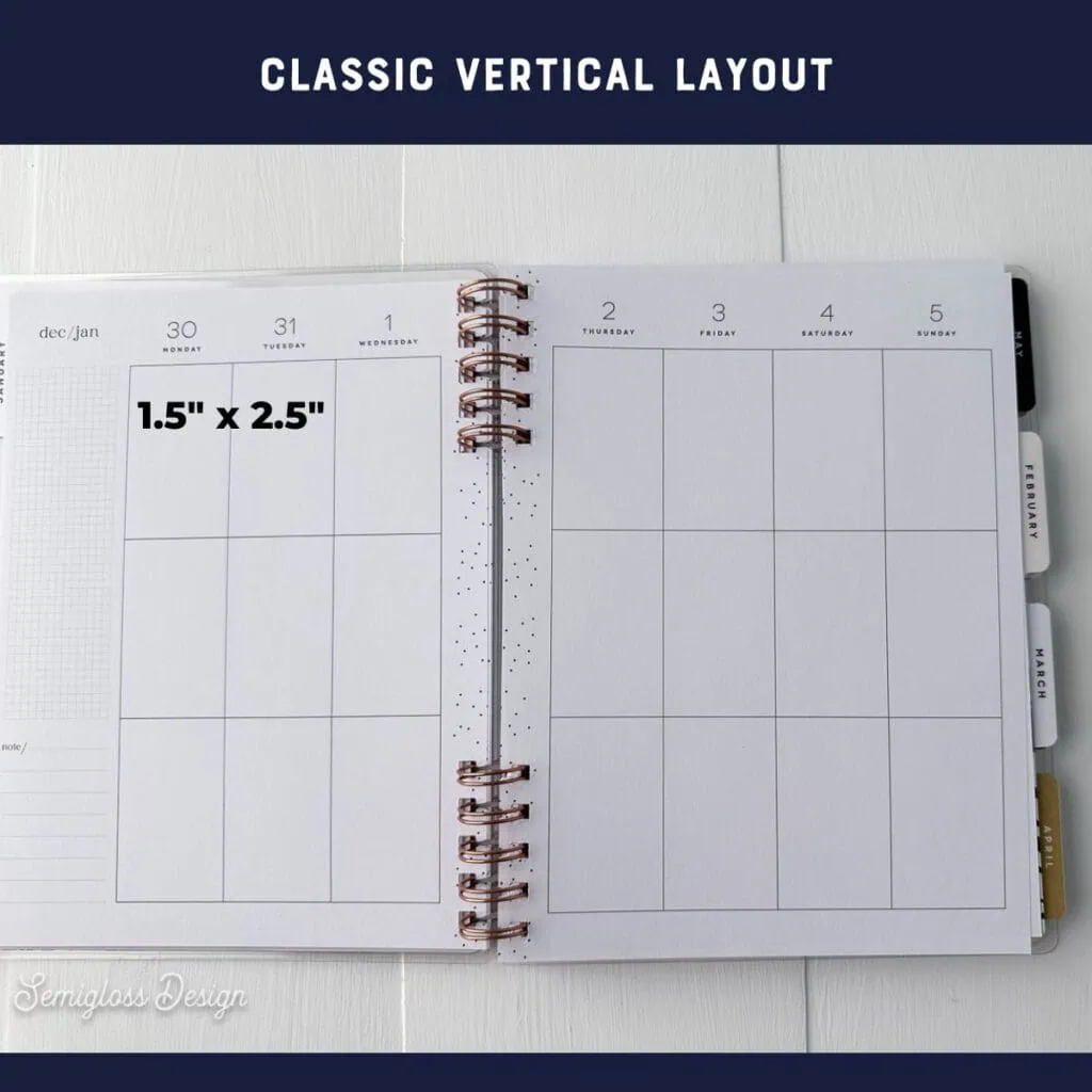 vertical layout for classic happy planner