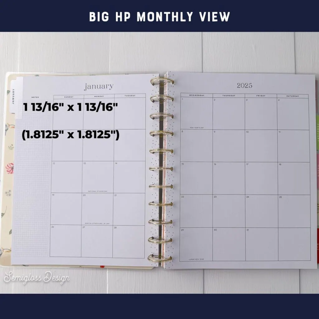 big happy planner monthly layout