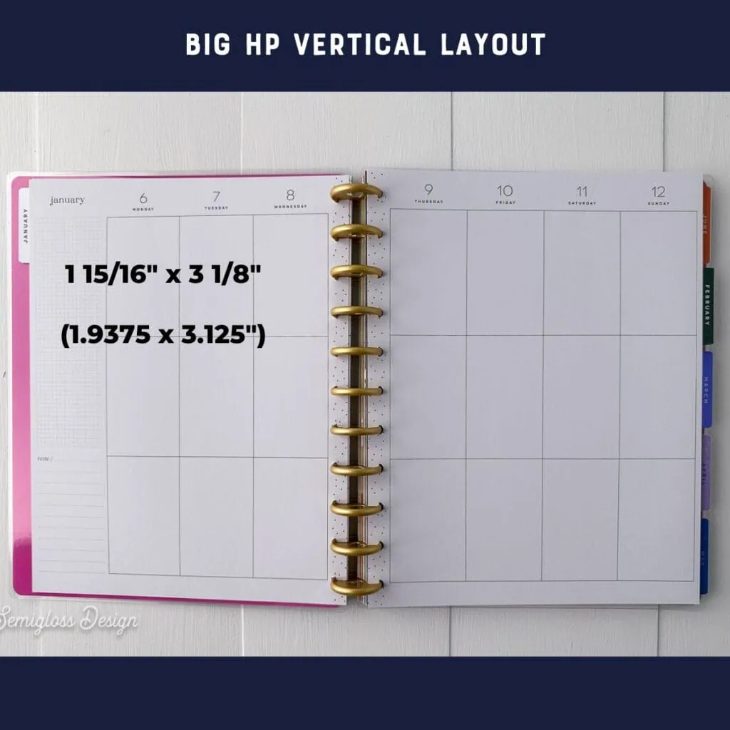 vertical layout for big happy planner