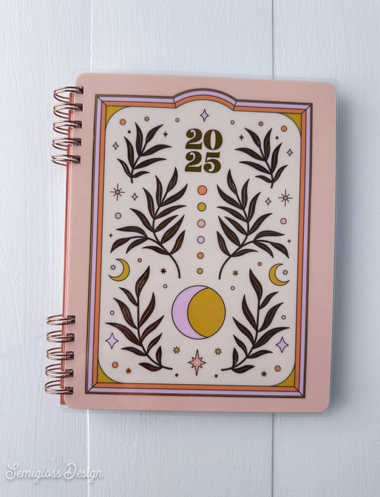 Classic happy planner size with moon and flower design. 