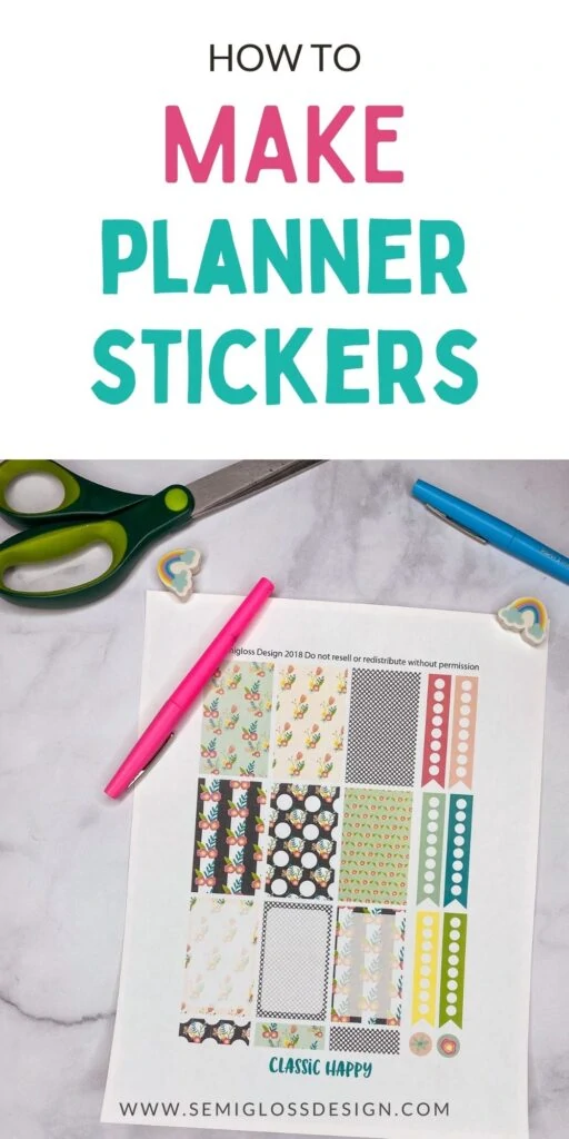 printed planner stickers with pens