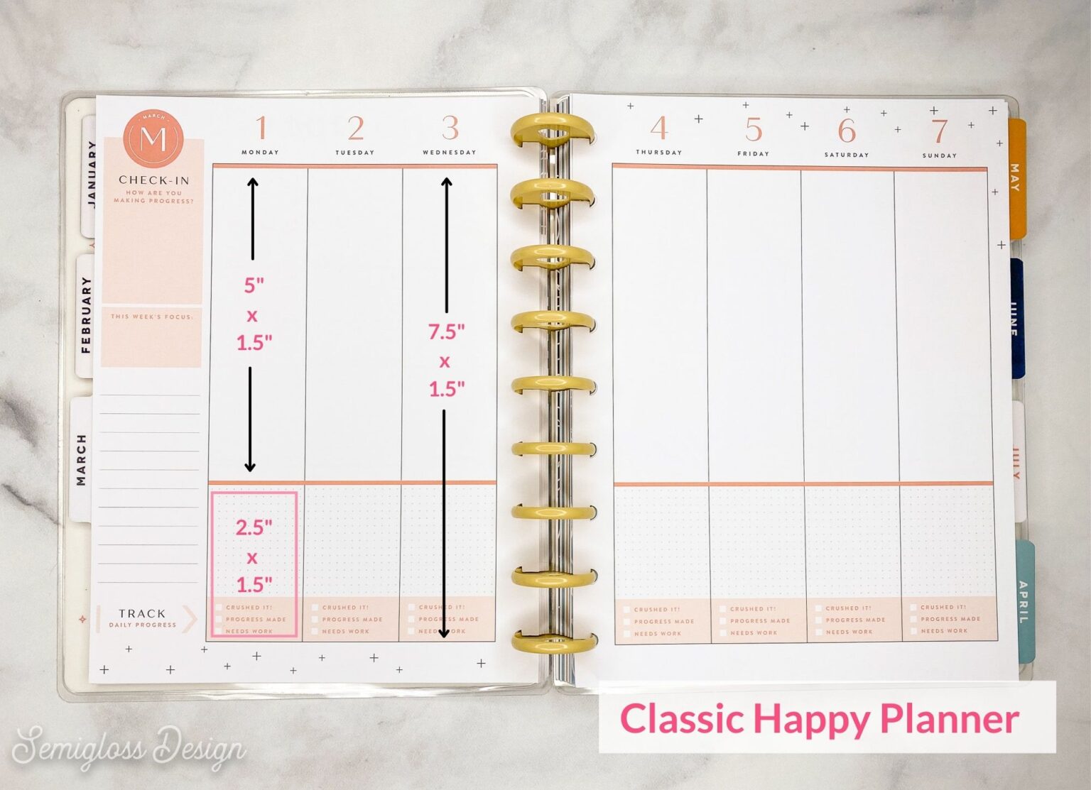Happy Planner Box Sizes for Stickers Updated for 2022 Semigloss Design