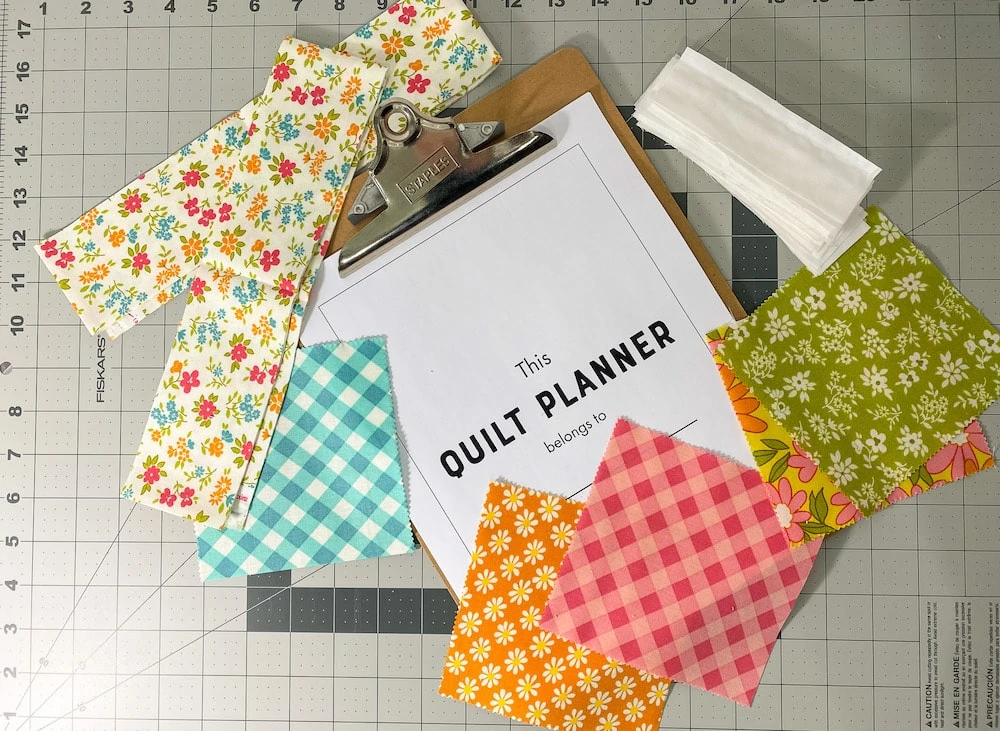 quilt planner with cut fabric