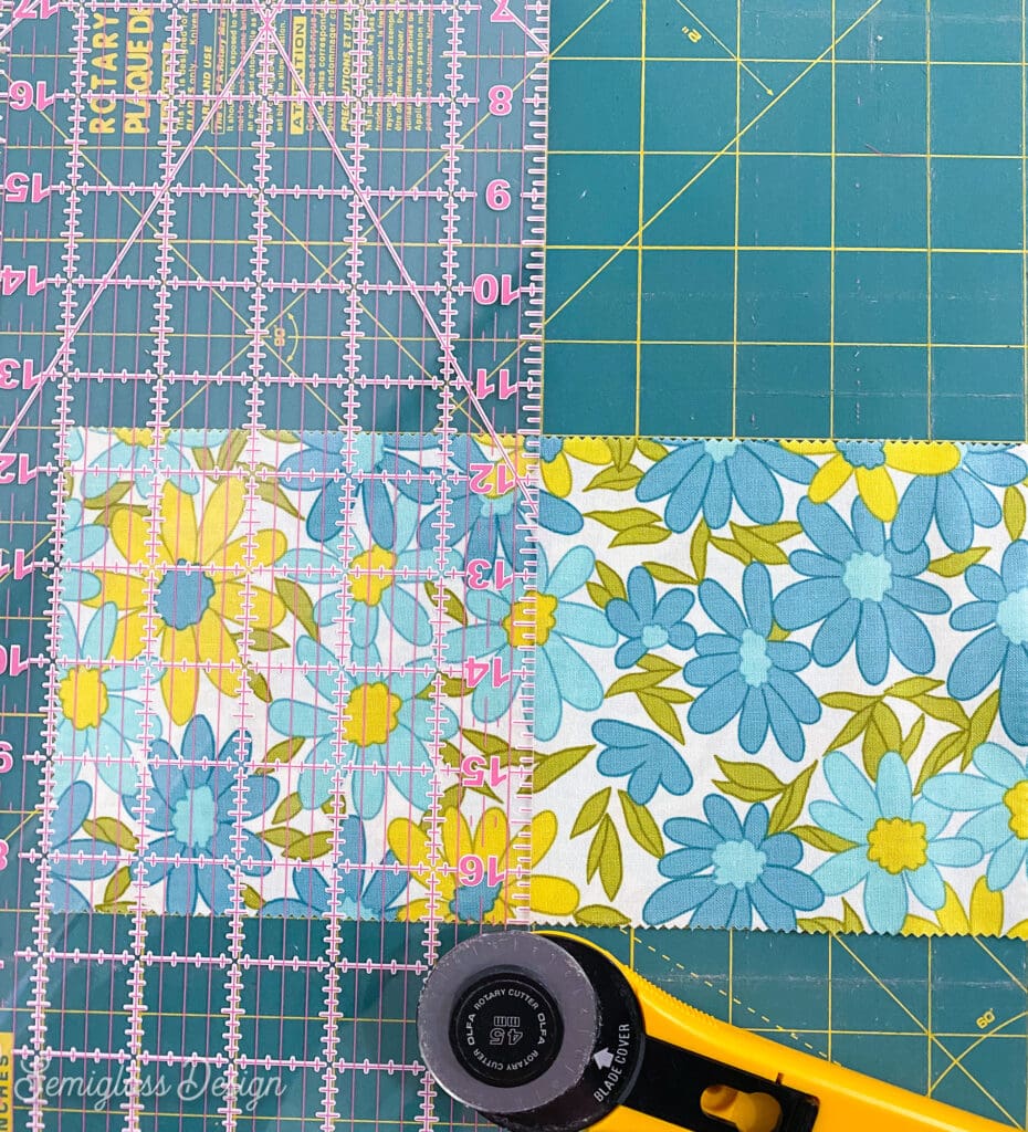 cutting floral fabric with rotary cutter