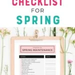 pin image - clipboard with checklist on floral background