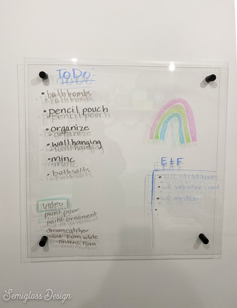 transparent dry erase board with to-do list