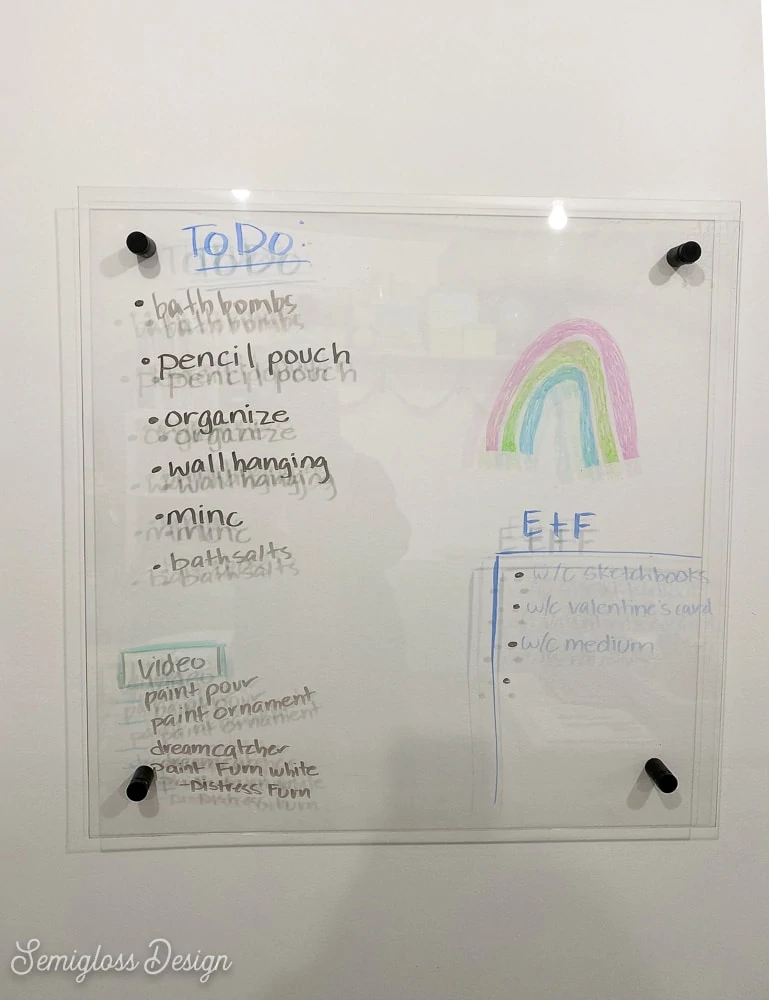 transparent dry erase board with to-do list