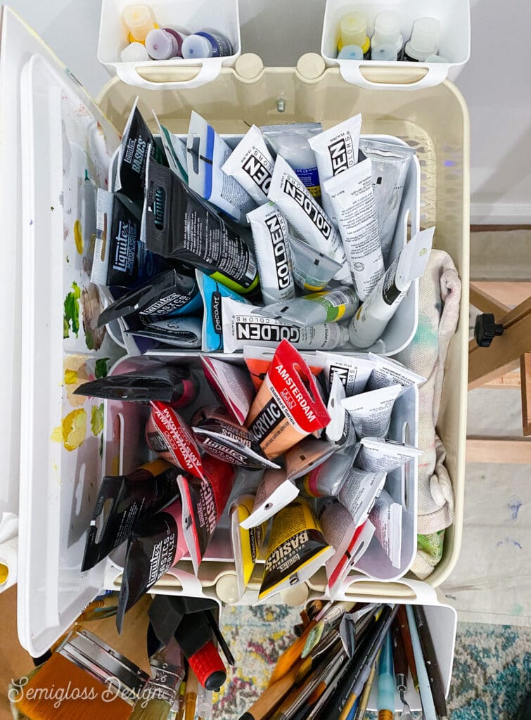 acrylic paint tube storage