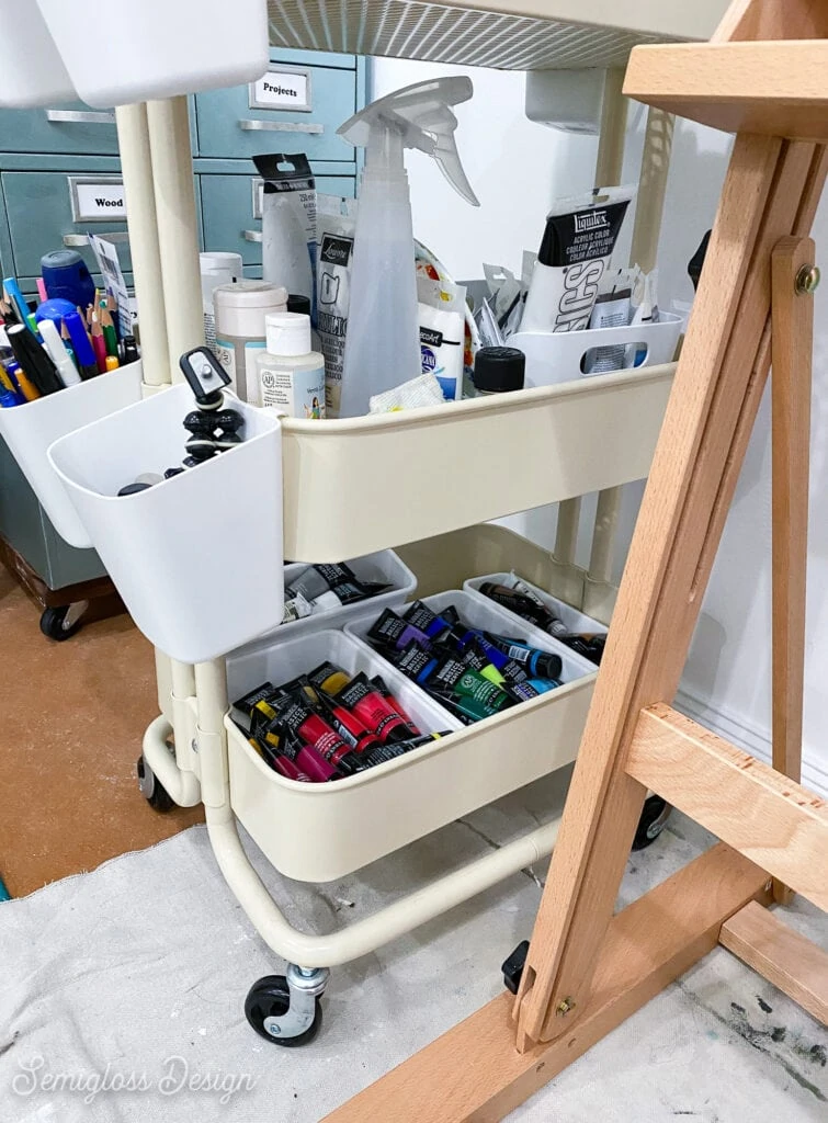 ikea cart with art supplies