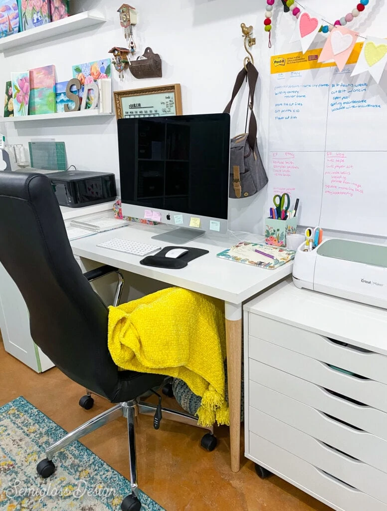 computer desk in craft room