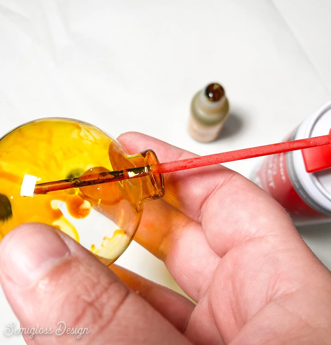 using canned air to dry ink in glass ornament