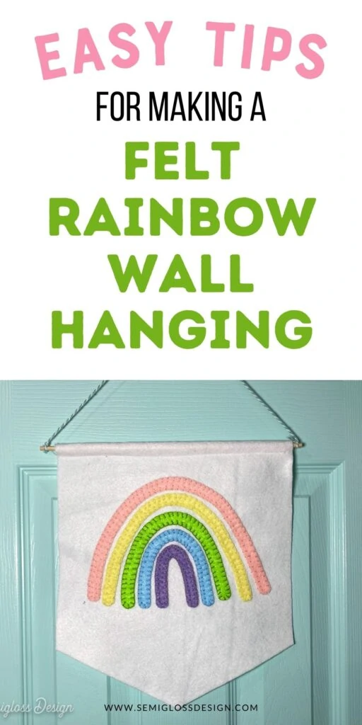 pastel rainbow wall hanging on aqua door