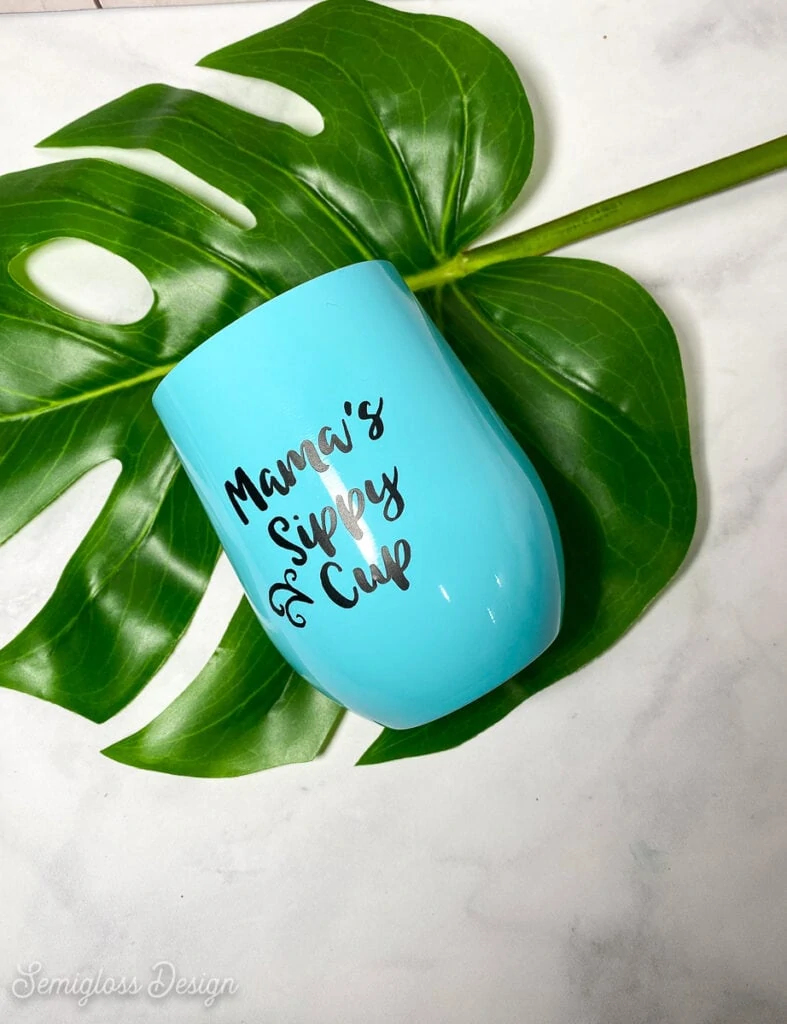 teal wine tumbler with funny decal