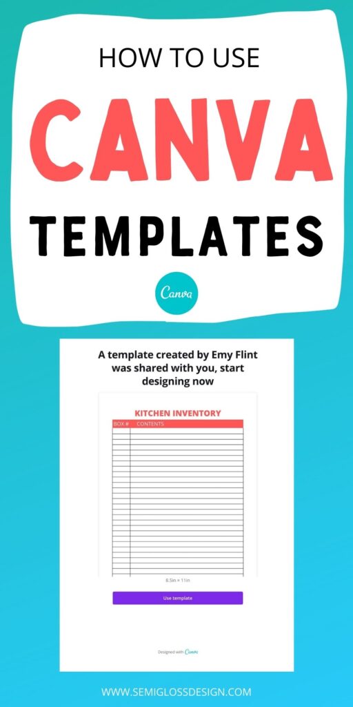 screenshot of using canva template