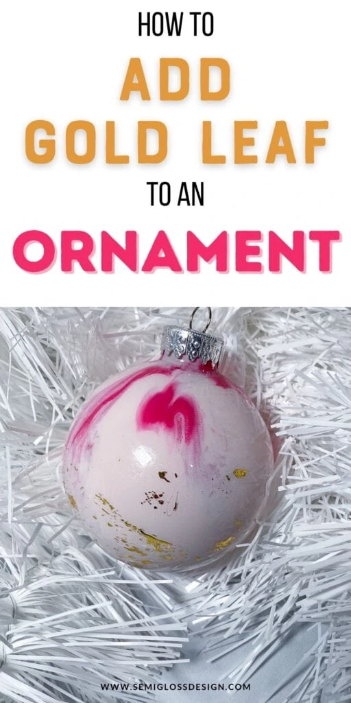 pink swirl ornament with gold leaf