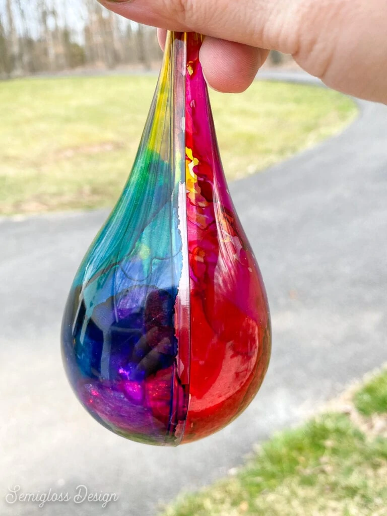 tear-drop shaped rainbow ornament