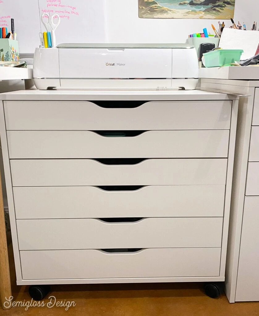 cricut maker on ikea alex drawer cabinet