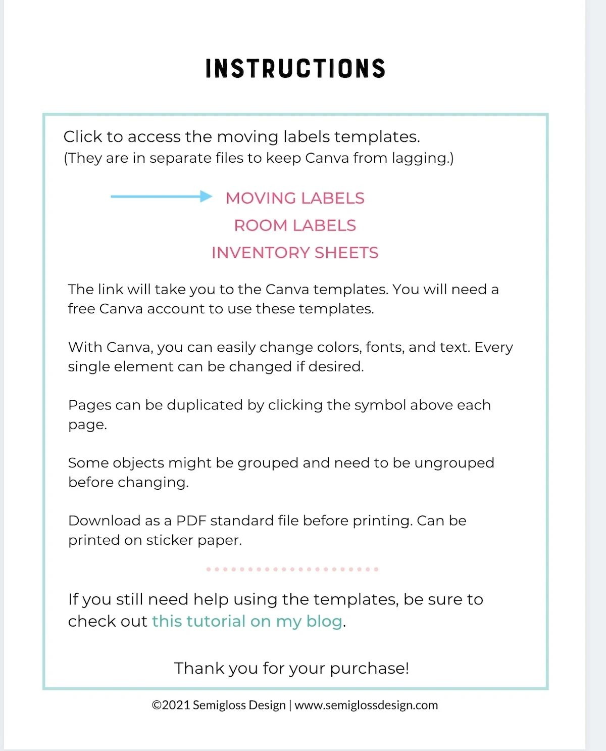 screenshot of pdf with links to canva template