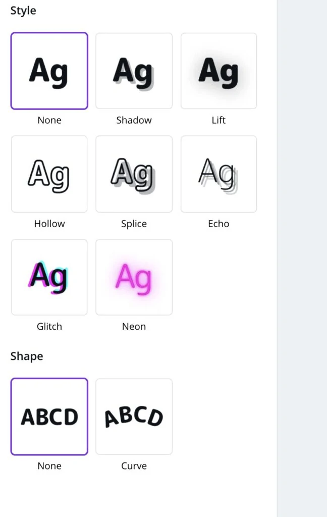 text styles for canva