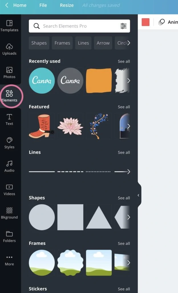 elements in canva