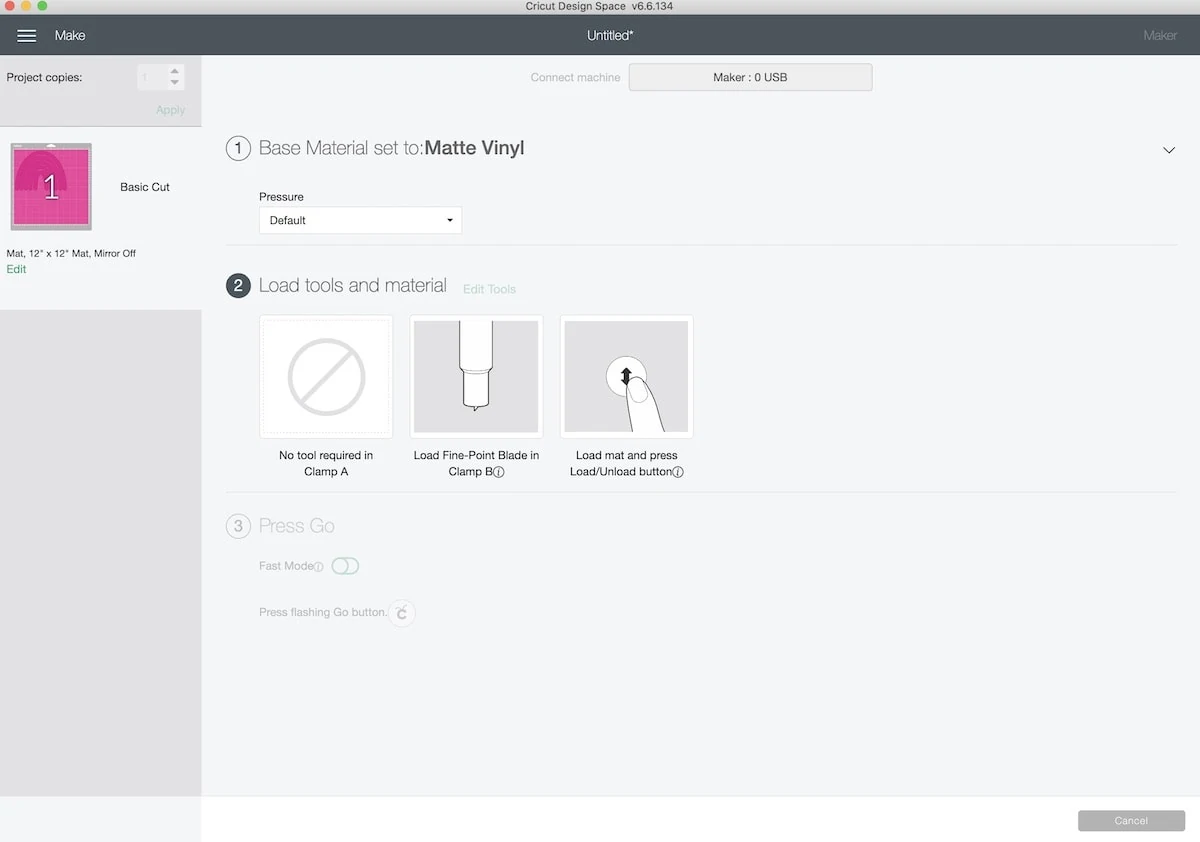 screenshot of cricut design space