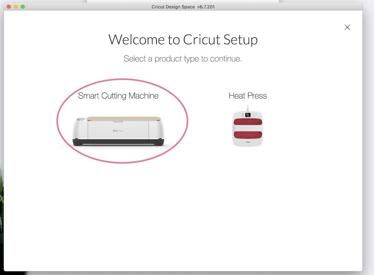 screenshot of setting up cricut