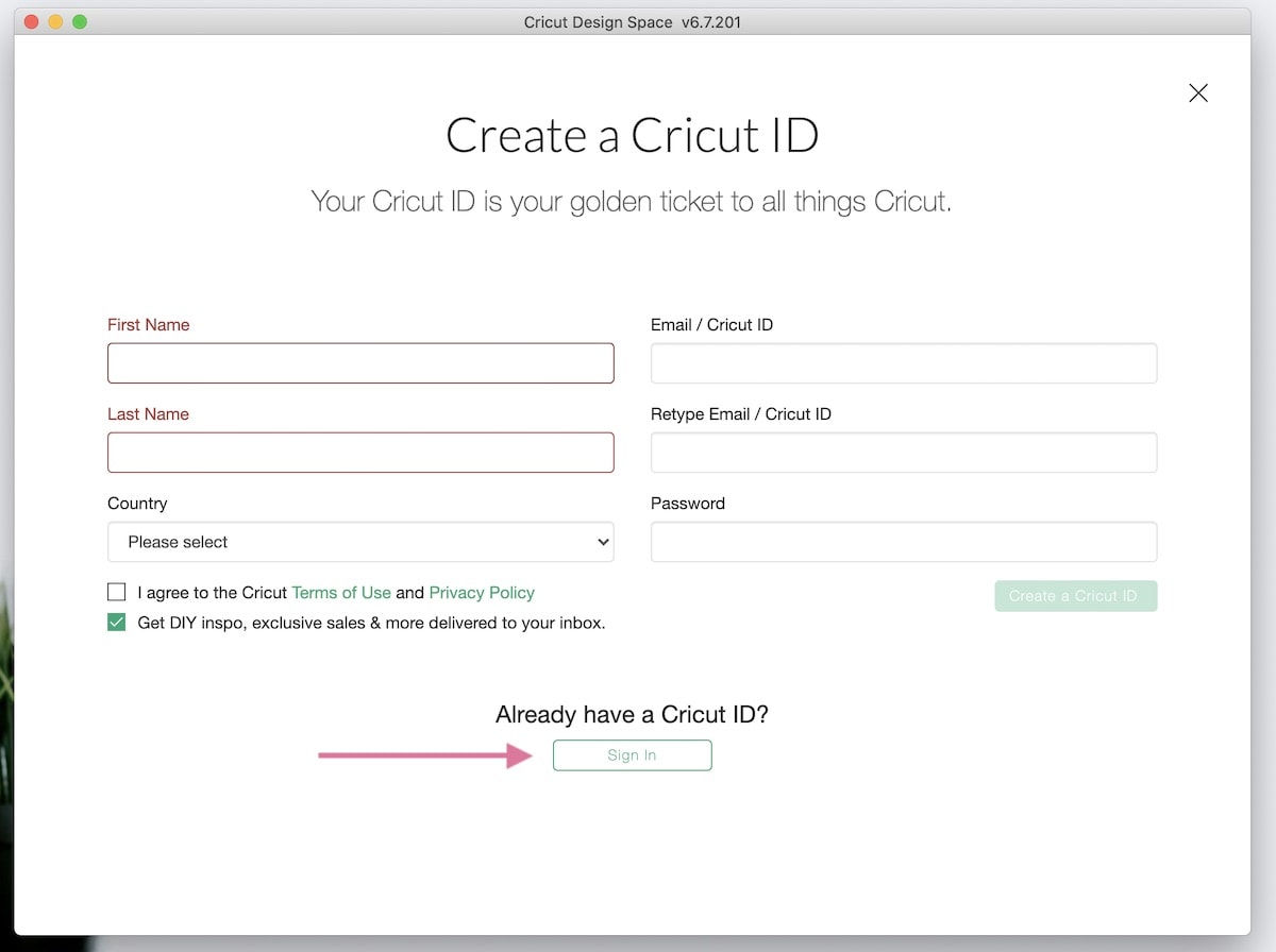 creating cricut id