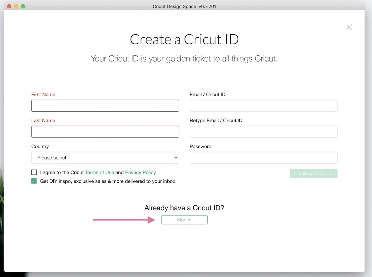 creating cricut id