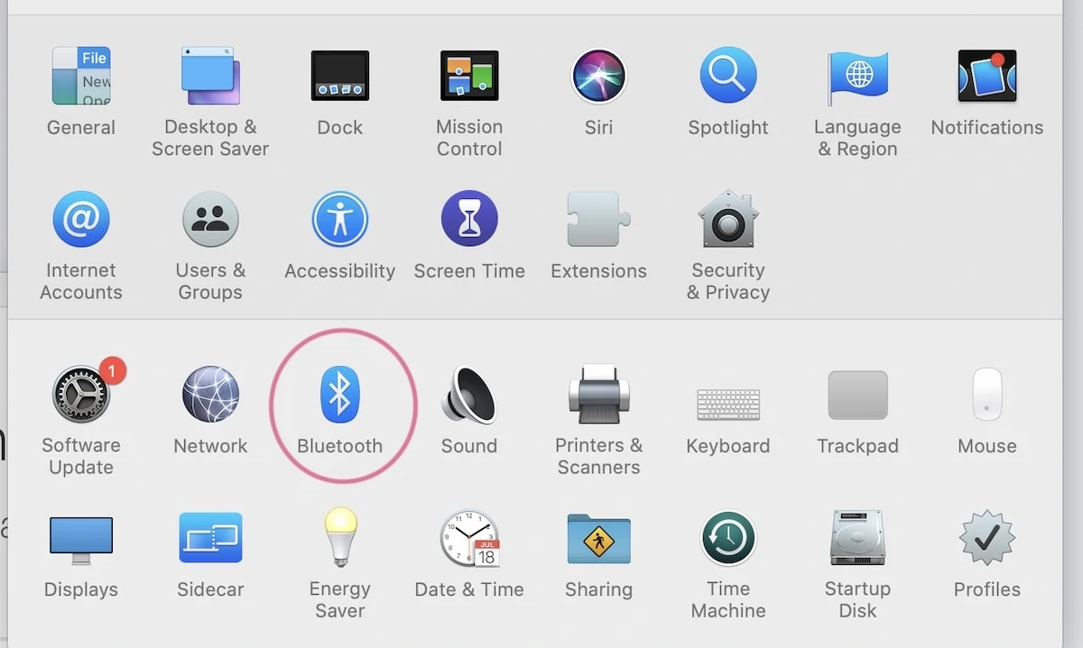 selecting bluetooth from mac options