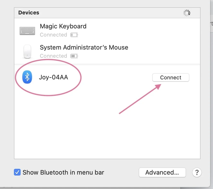 connecting joy to bluetooth