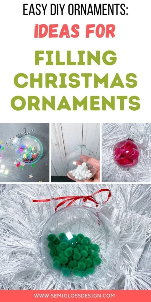 collage of clear ornaments filled with things