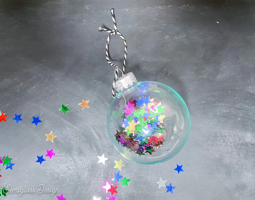 ornament filled with star confetti