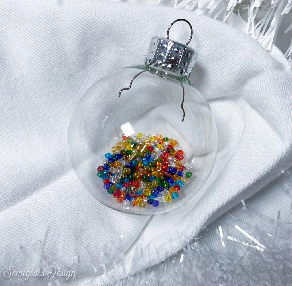 ornament filled with colorful seed beads