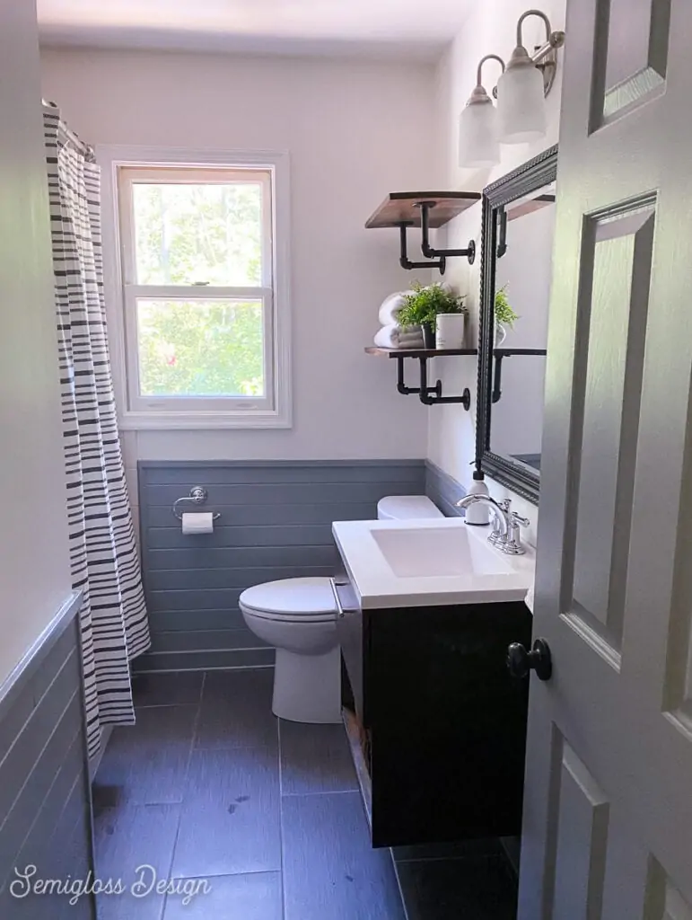 gray and white bathroom