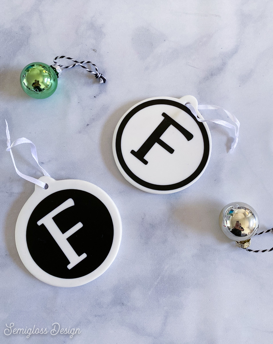 ornaments with F monogram