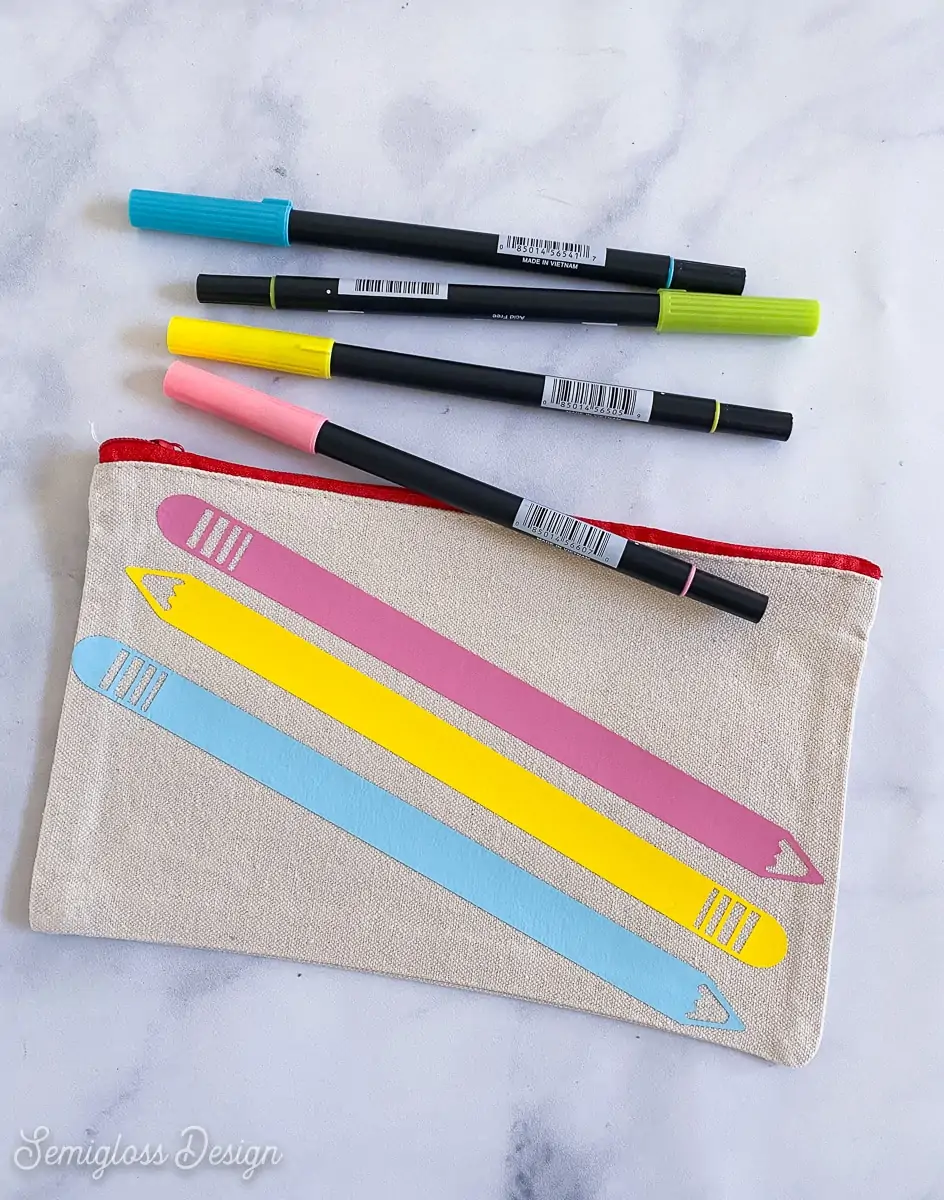 pencil pouch and markers