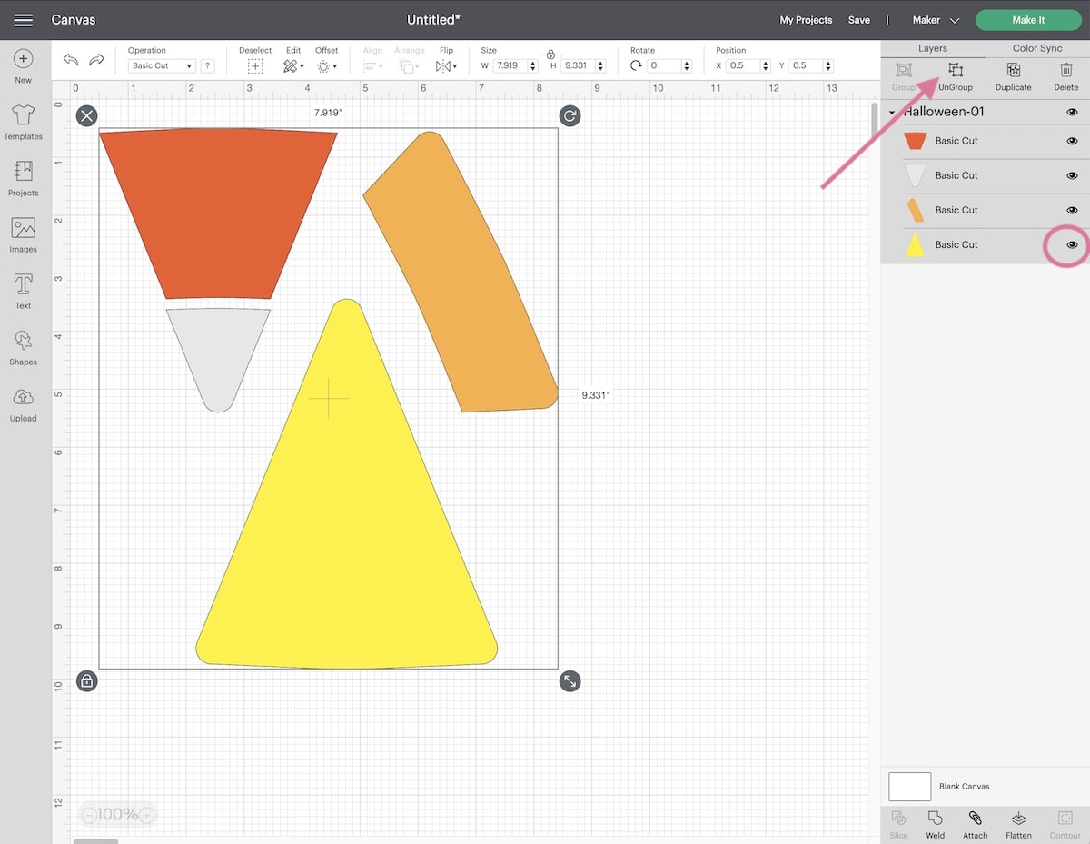 screenshot of cricut design studio