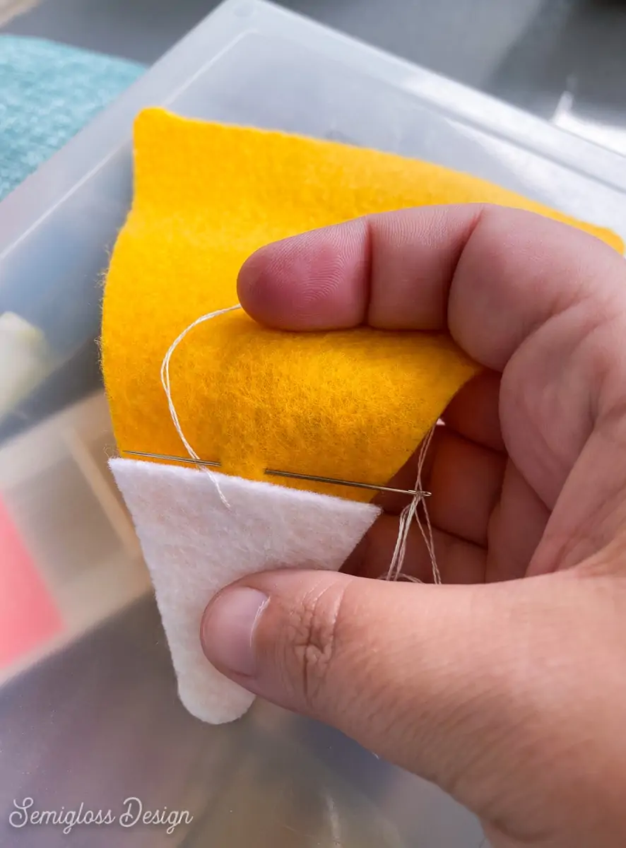 blanket stitch on felt candy corn