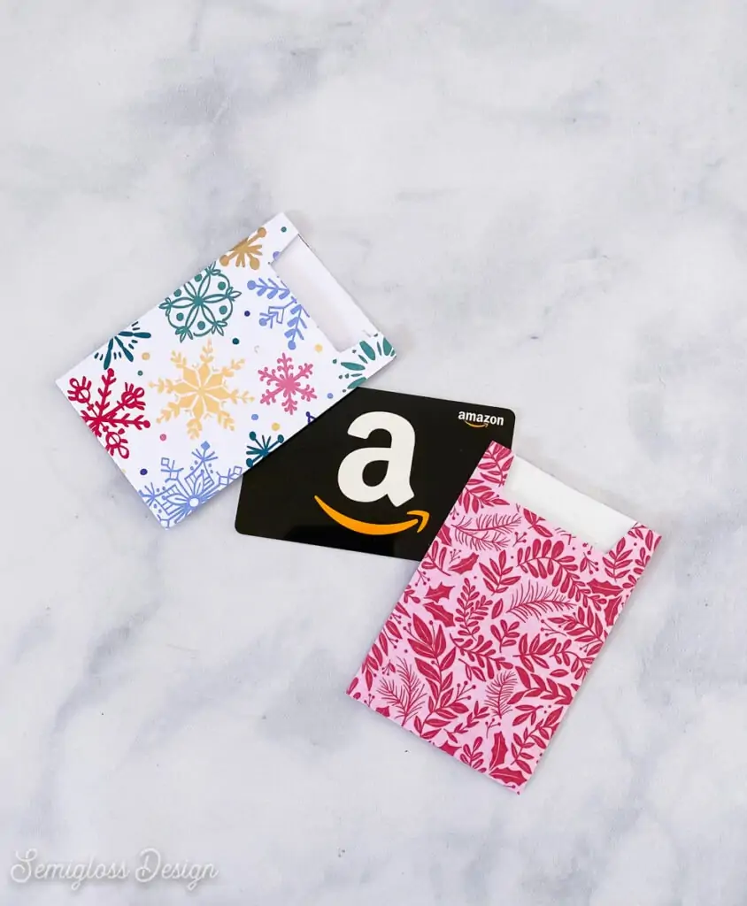 gift card envelopes made with colorful paper prints