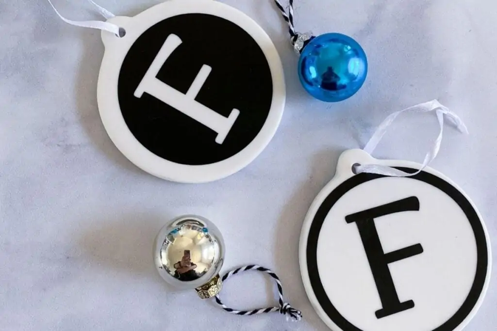 ornaments with monogram letter F